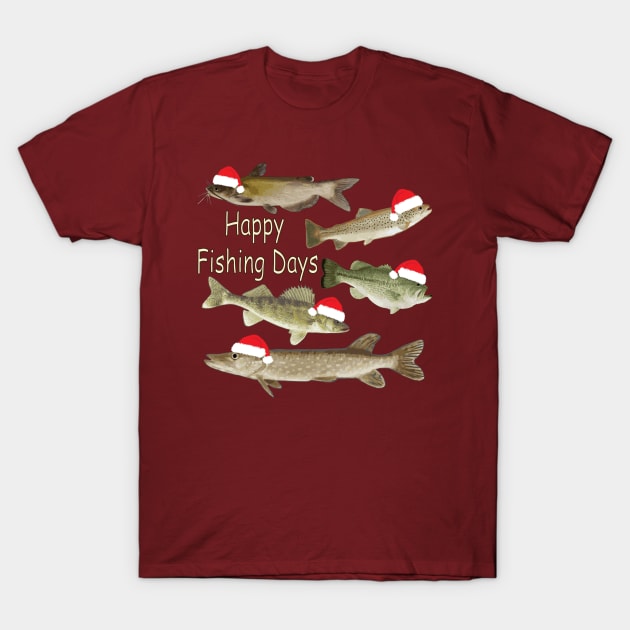 Christmas design, fisherman's gifts, fishing, wildlife, fish T-Shirt by sandyo2ly